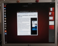 Ubuntu 18.04 screen showing workspaces on R.H. side