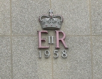 Post office coat of arms and date